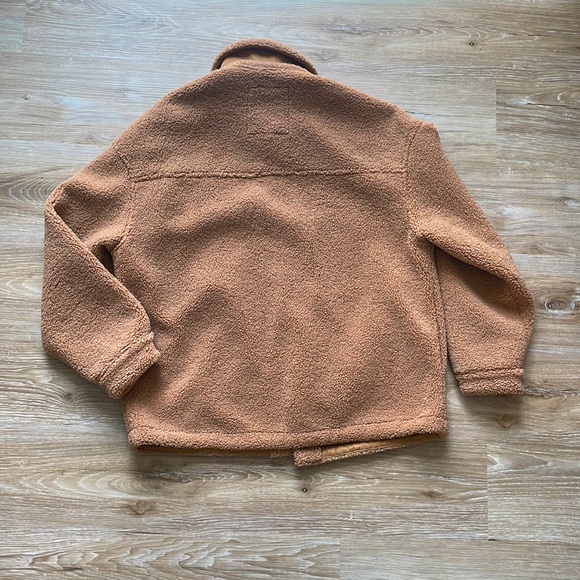 NWOT Zara fleece Sherpa jacket brown L-XL - Picture 3 of 3